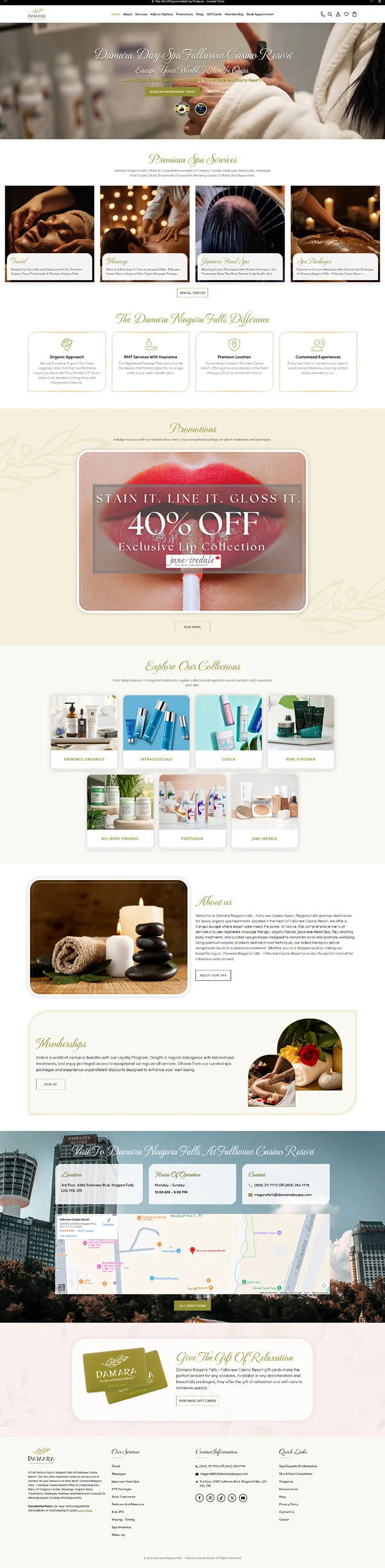 Damara Spa Niagara Falls Website