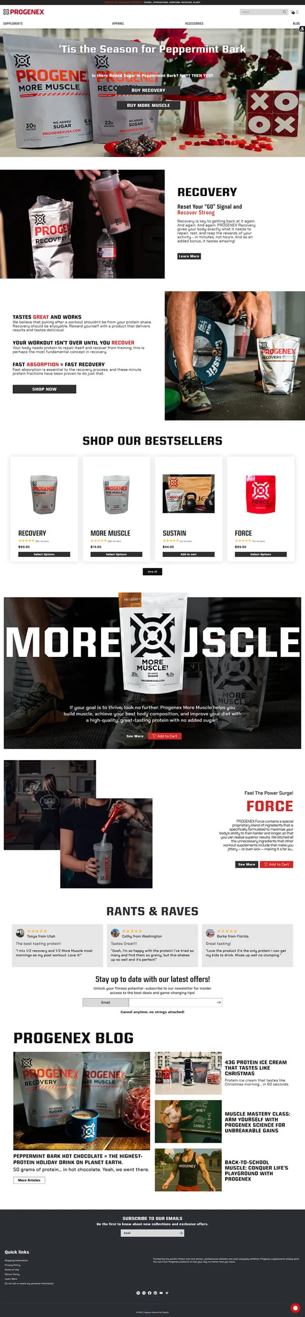 Progenex USA Sports Nutrition E-commerce Website